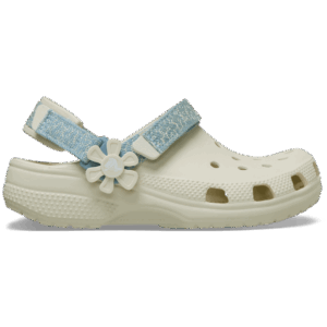 Crocs Kids' Classic Denim Flower Adjustable Backstrap Clog